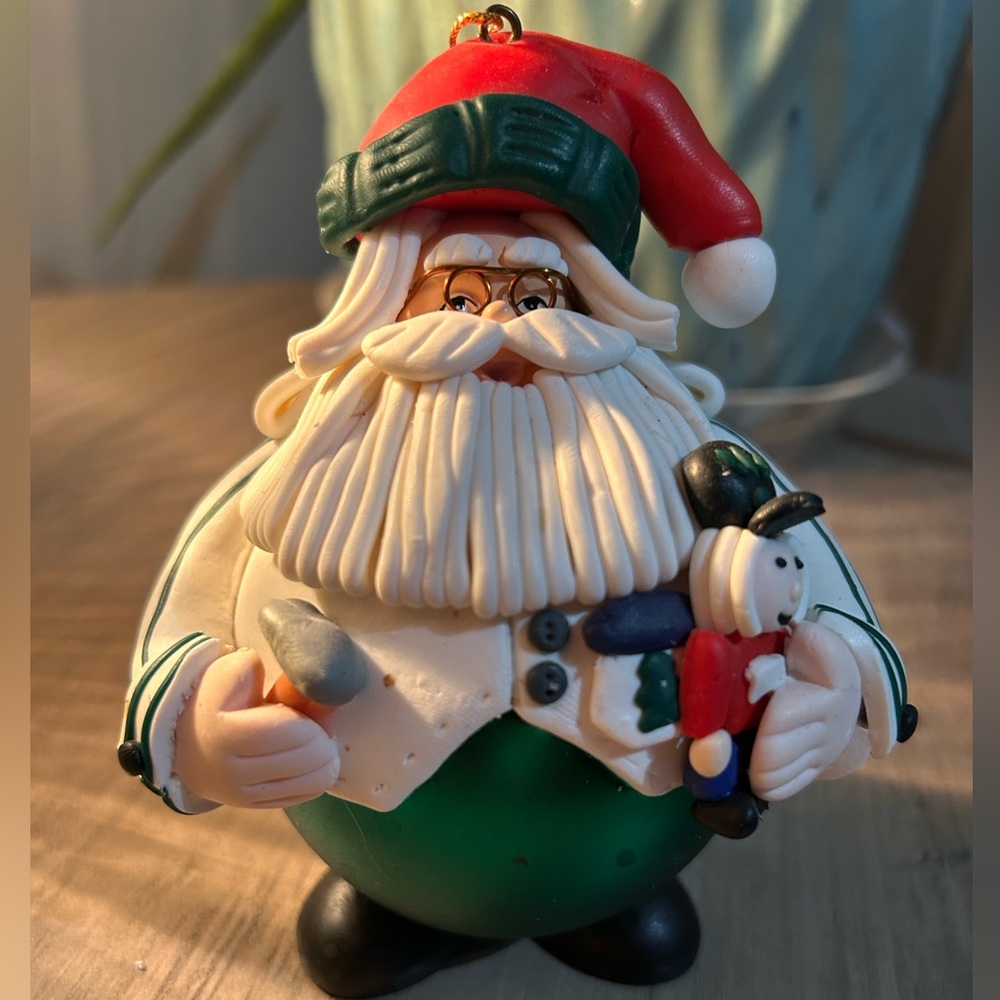 Traditions Glass Workshop Santa Claus Ornament  - Red, Green, and White
